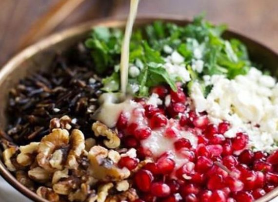 124-pomegranate, kale, and wild rice salad with walnuts and feta