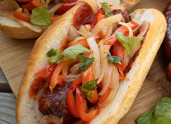 193-Italian Venison-Sausage Sandwiches with Peppers and Onions