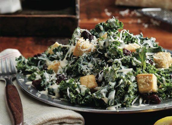 364-Kale caesar salad with tofu croutons