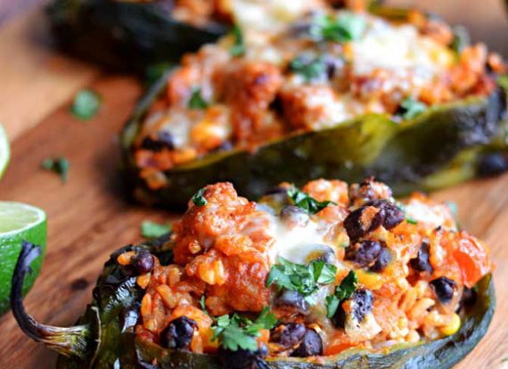 460-Stuffed Poblanos with Black Beans and Cheese