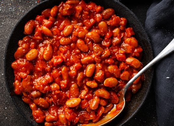 BAKED BEANS WITH GROUND TURKEY