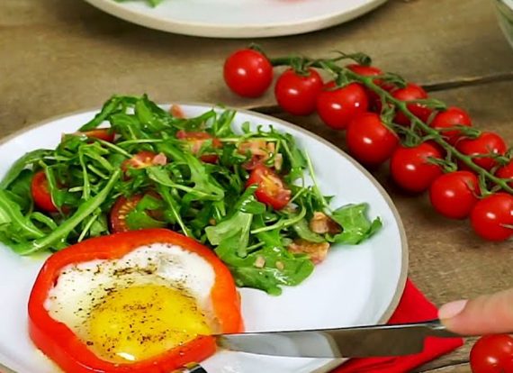 Italian Breakfast Salad With Sunny Side Eggs